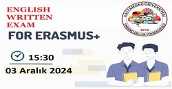 Erasmus+ Staj Hareketliliği Yabancı Dil (İngilizce) Yazılı Sınavı Duyurusu