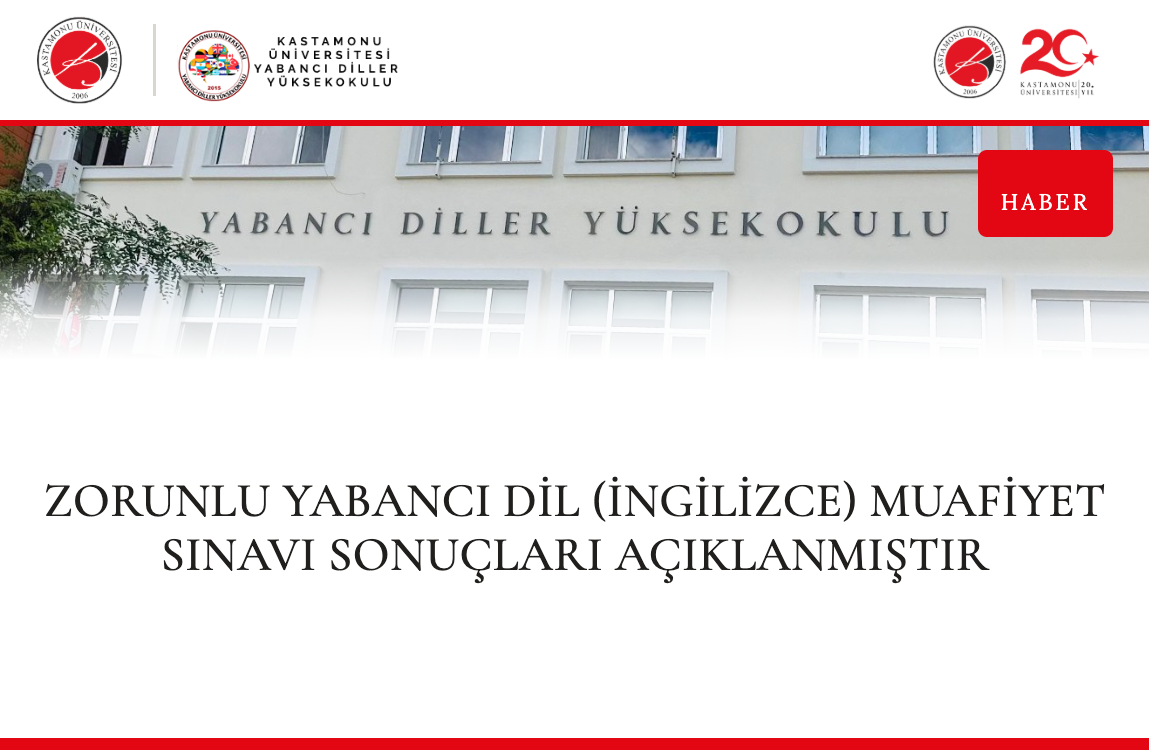 2026-2027 Zorunlu Yabancı Dil (İngilizce) Muafiyet Sınavı Sonuçları Açıklanmıştır